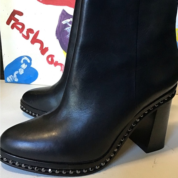 Coach Black Leather Bead Chain Booties Size 11 - Picture 5 of 6